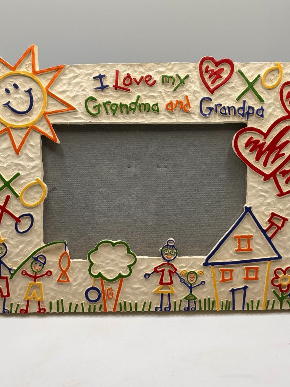 I Love My Grandma & Grandpa Picture Frame Kids Art Stick Figures Doodle Art 4x6